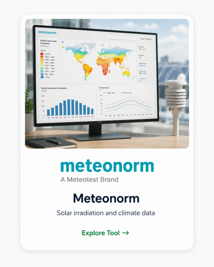 Meteonorm solar resource data — visit the official tool website (opens in a new tab)